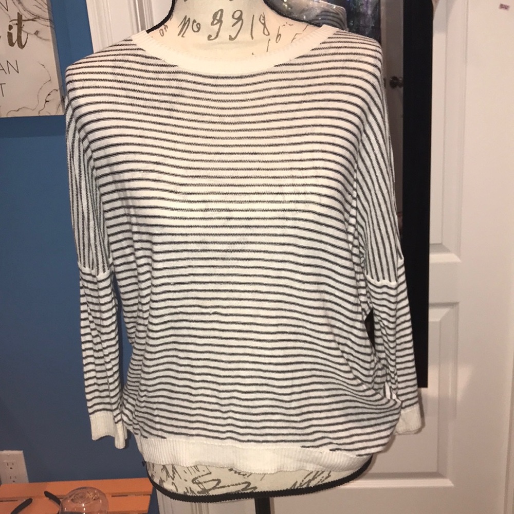 h & m cream and black striped sweater